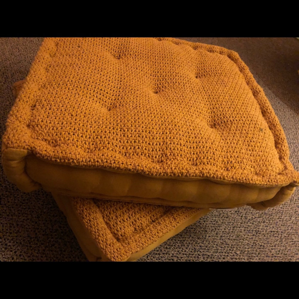 Urban Outfitter Mustard Yellow Floor Pillows